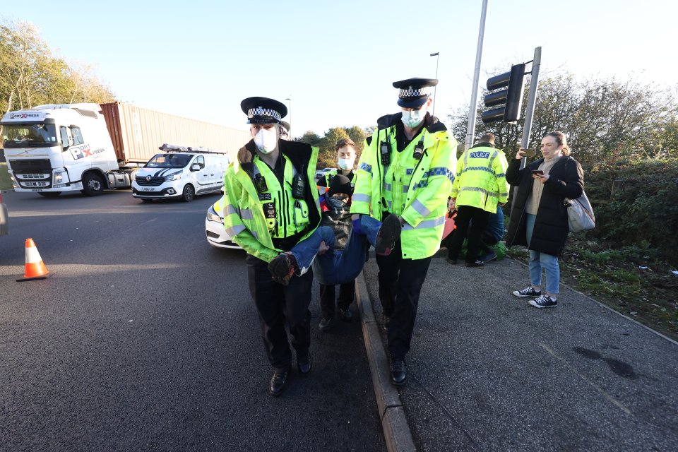 Today's mob were swiftly carted away from the scene by cops