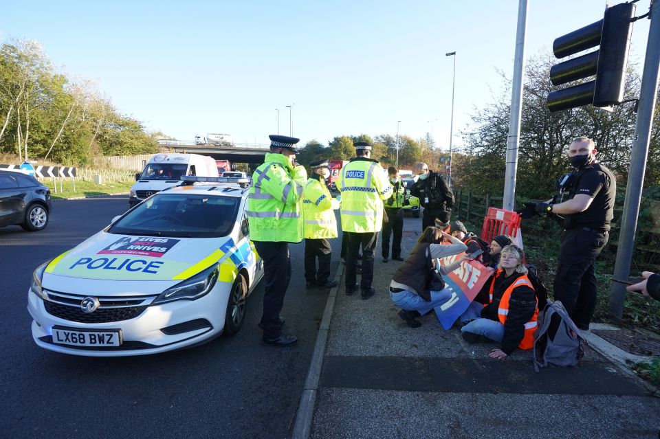 Police were one step ahead of the mob as they headed onto the M25 near London