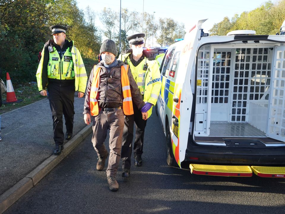 Protesters were put into the back of police vans