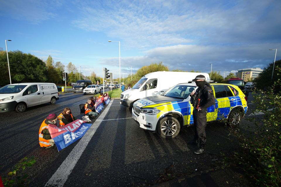 The M56 in Manchester was also hit by protesters