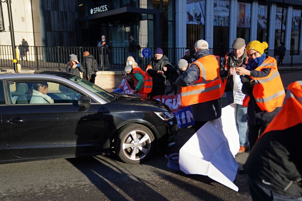 In Birmingham, furious drivers tired to get around protesters who blocked off a road