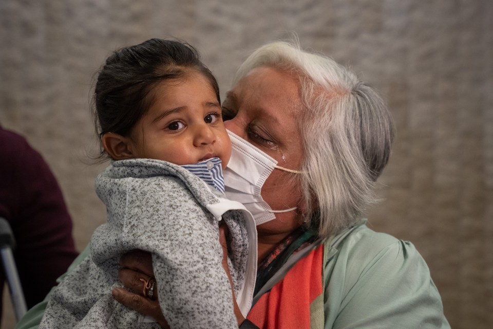 Bhavna Patel and grandson Kai, after meeting him for the first time
