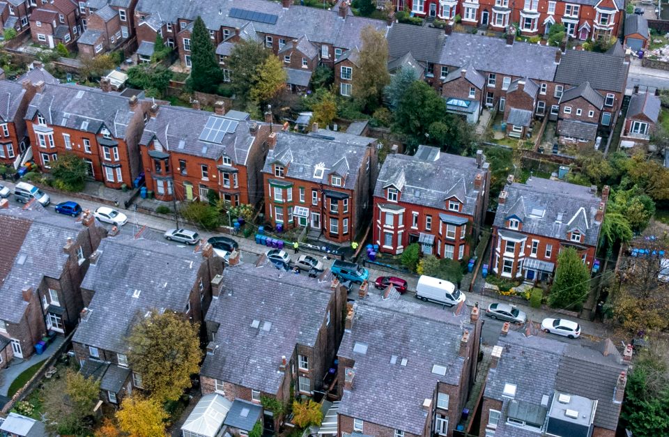Aerial view of police activity in Rutland Avenue in Sefton Park