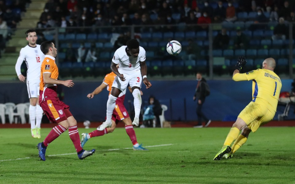 Bukayo Saka scored England's tenth of the night after being found brilliantly by Alexander-Arnold