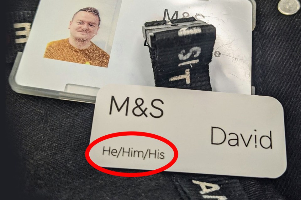 M&S have introduced the name tags as part of a gender inclusivity drive