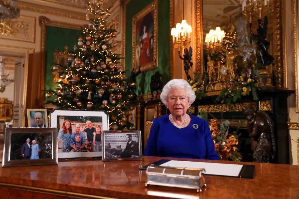 Her Majesty recording her annual Christmas broadcast last year