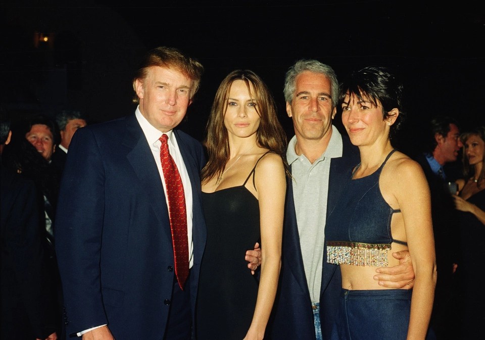 Trump and future wife Melania pose with Epstein and Ghislaine Maxwell at Mar-a-Lago in 2000
