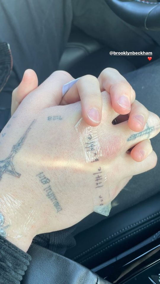 He got 'our little bubble' tattooed on his right hand