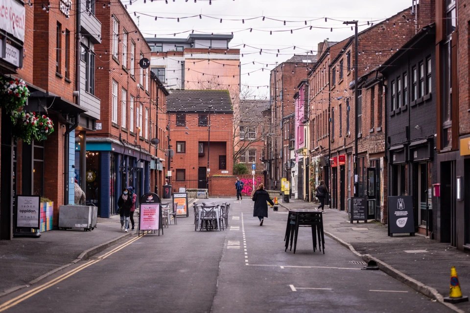 Manchester - empty restaurants in the city's Northern Quarter