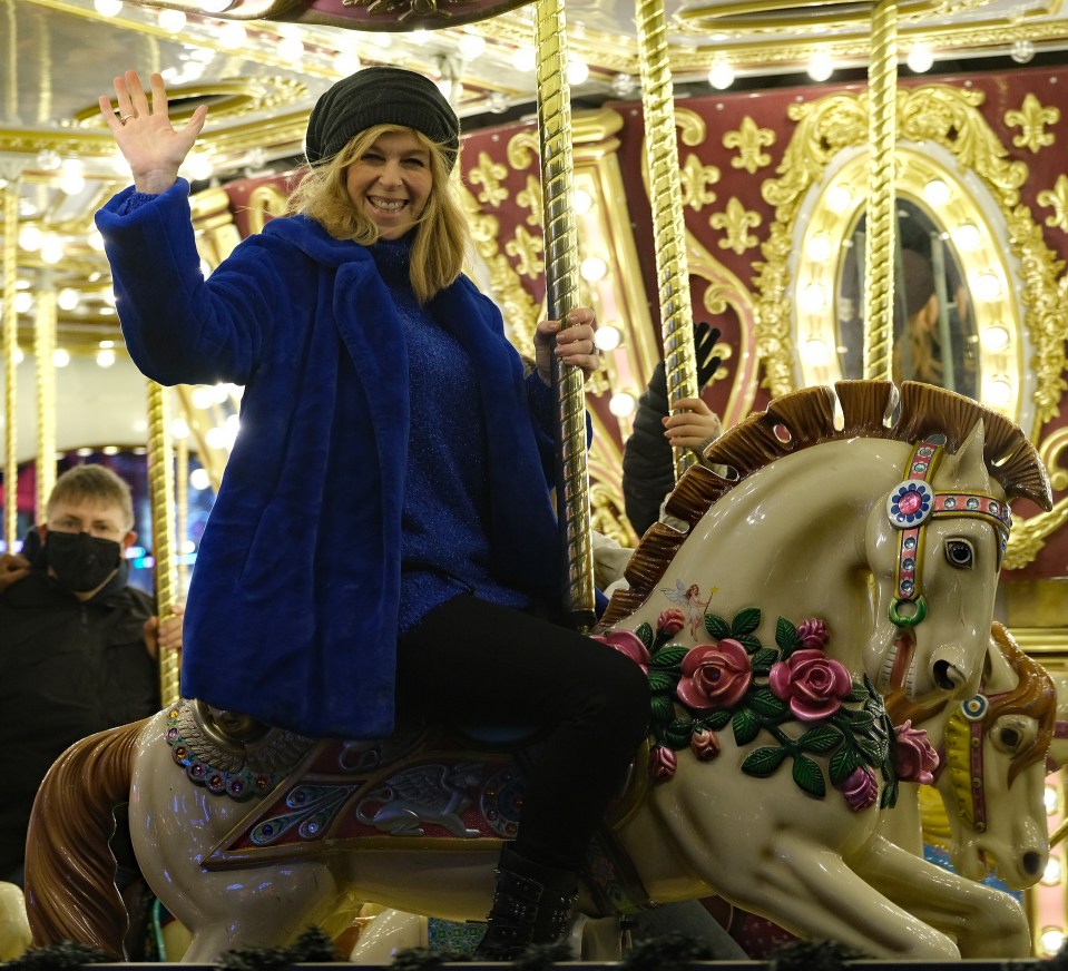 The TV presenter enjoyed a rare care-free moment