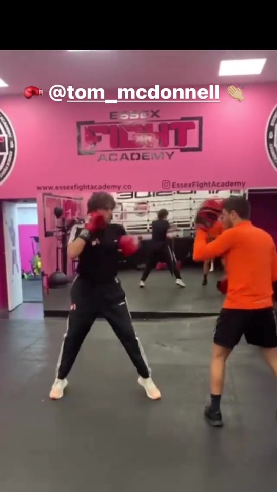 James could be seen boxing with trainer Tom on Instagram
