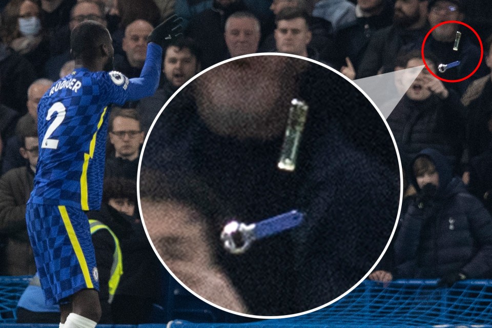 Antonio Rudiger turned towards the crowd as an object flew his way