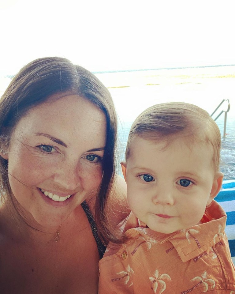 Lacey posed up with her little boy