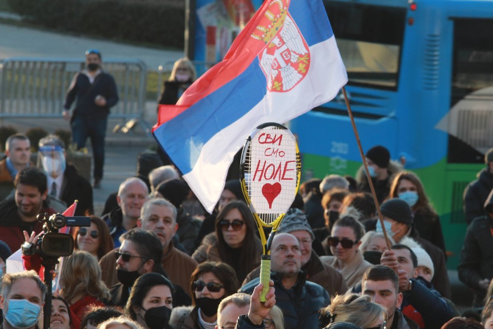 Protesters gathered outside the Serbian Embassy following the visa row