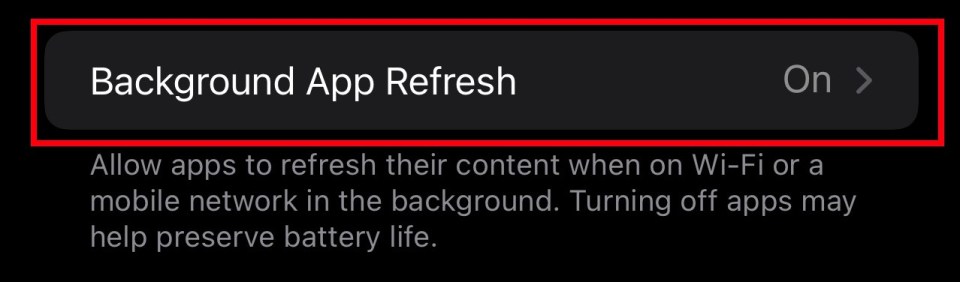 Disable background app refresh