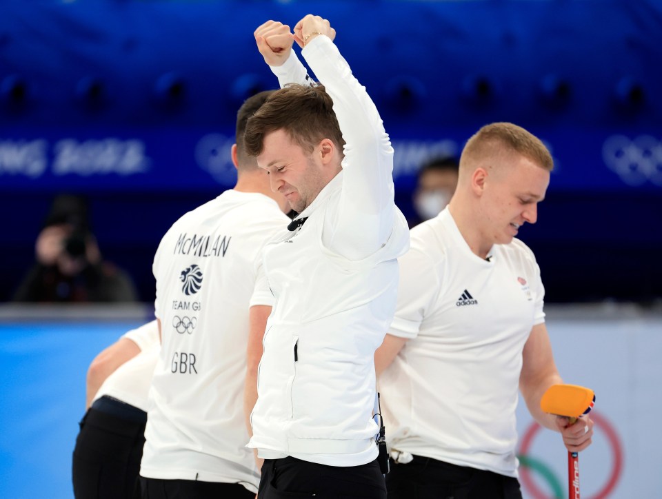 Bruce Mouat celebrated with the team after leading Team GB into the final