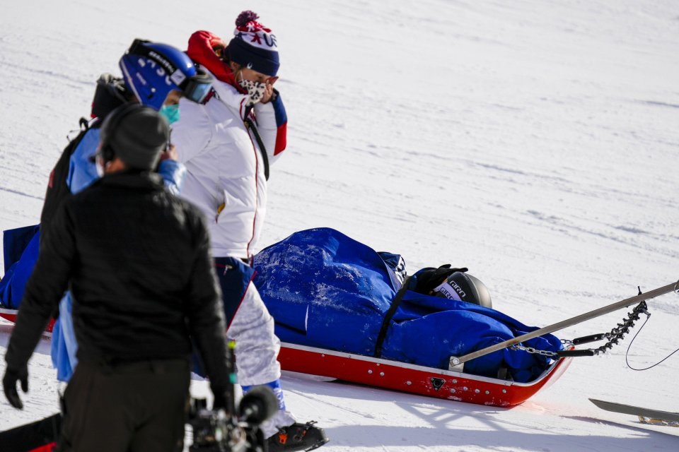 She was taken away on a stretcher