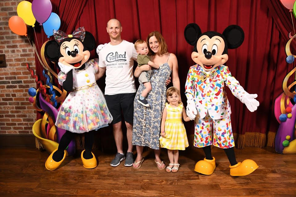 Louise and family enjoy a meet and greet with Mickey and Minnie