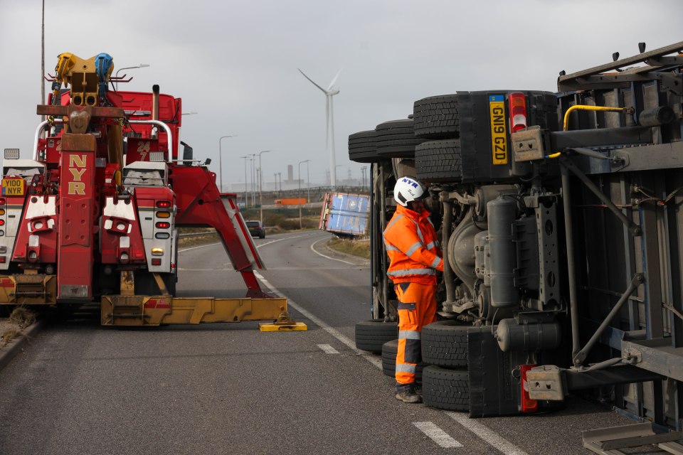 Elsewhere, two HGVs were blown over on the Isle of Sheppey in Kent
