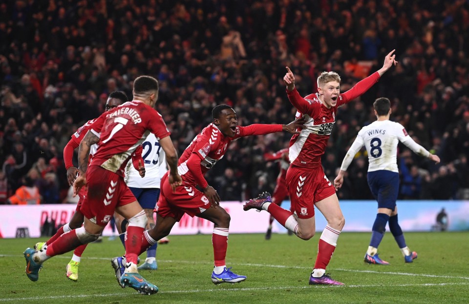 Josh Coburn's hit sparked wild scenes at the Riverside as Boro dumped Spurs out
