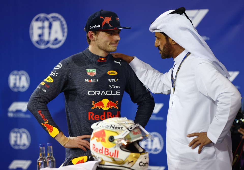 World champ Max Verstappen chatting to new FIA president Mohammed Ben Sulayem