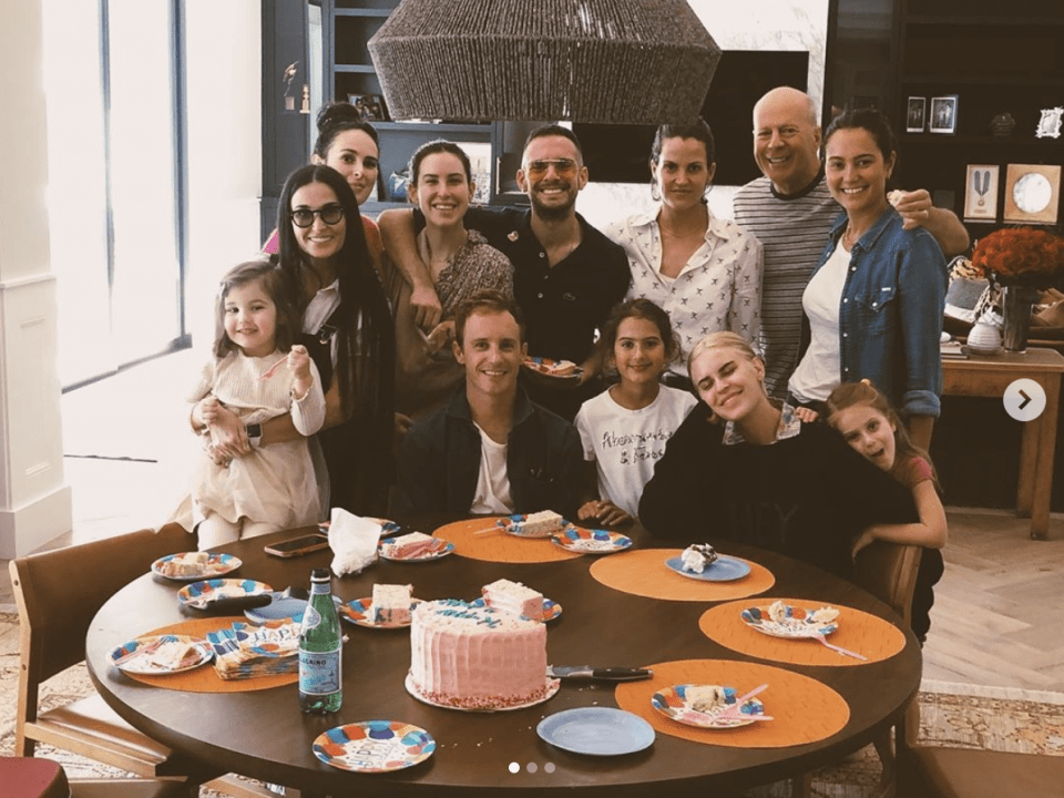 The whole brood together in a Father's Day image posted by Demi