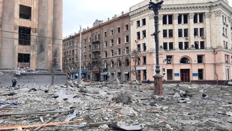 Freedom Square was left utterly devastated by the missile strike