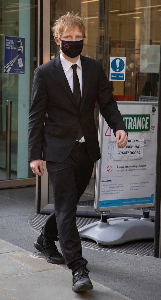 The star pictured leaving court today