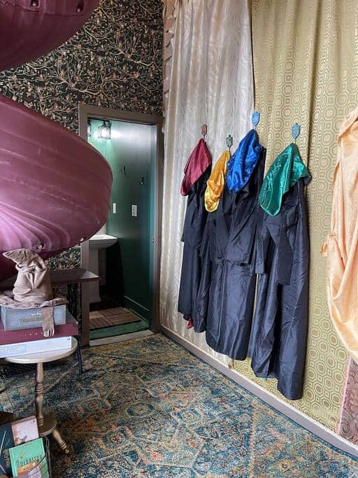 It's decked out with cloaks, snitch-shaped lights, themed curtains and a moving sorting hat
