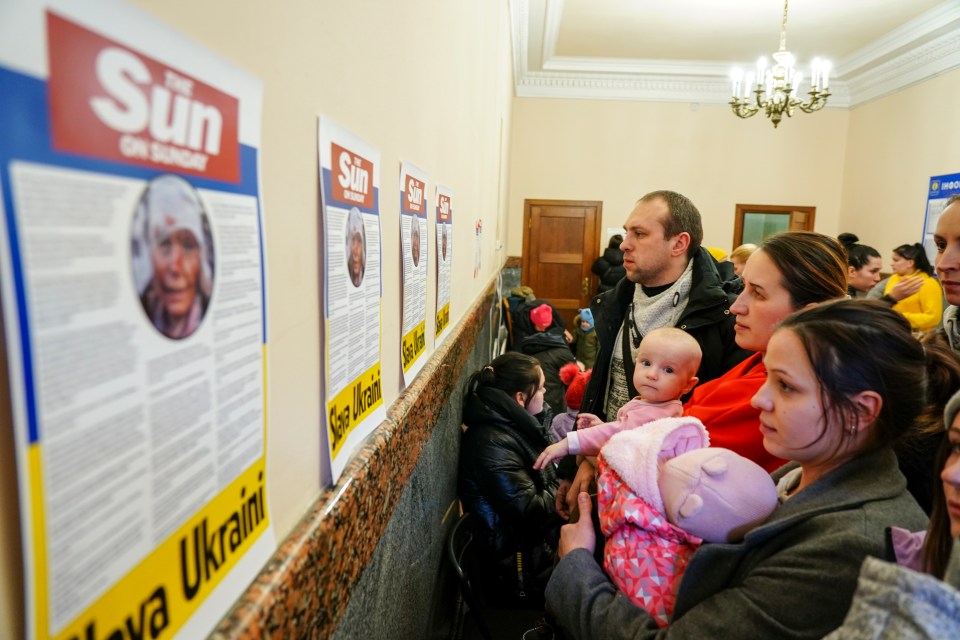 Messages from Sun on Sunday readers were pinned to a wall in Lviv for Ukrainians to read