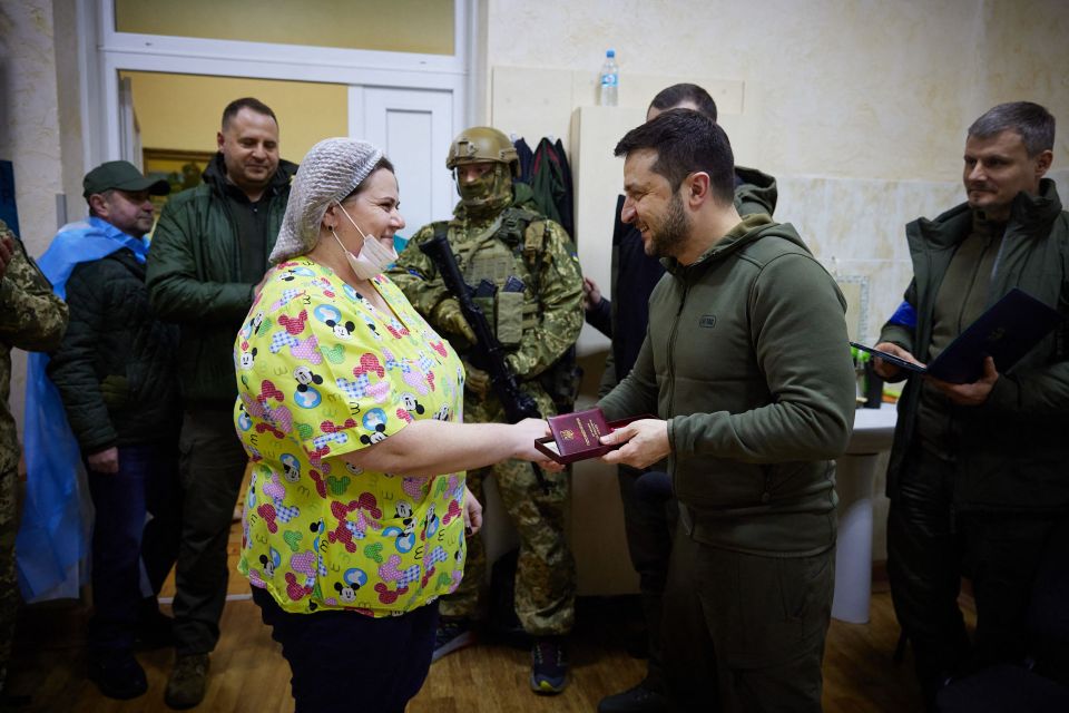 Zelensky's visit was to award militaries with orders and medals