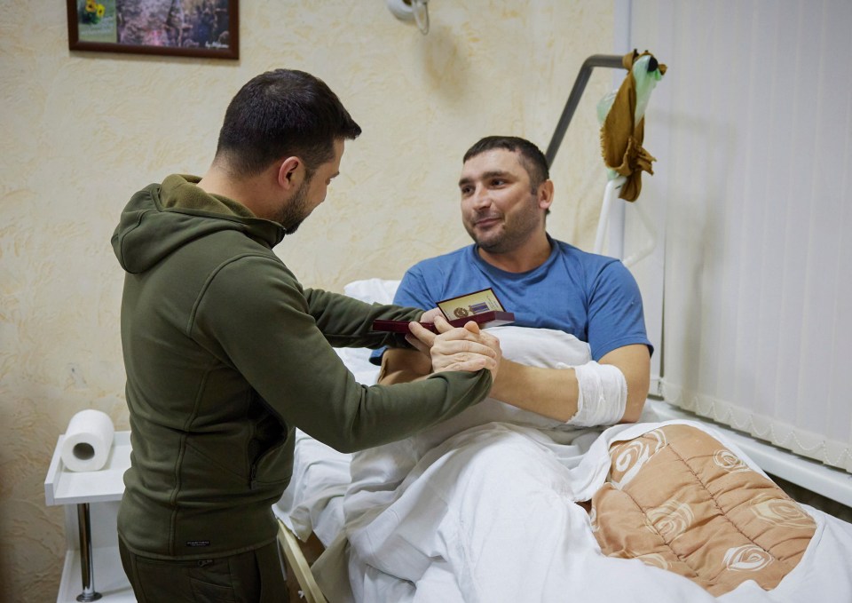 The president told the soldiers: 'Guys, get well soon'