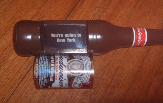 Inside one fake beer bottle was a trip to New York