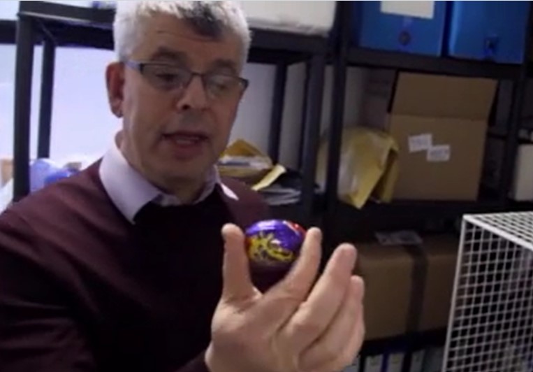 Jeremy with a winning Cadbury's Creme Egg