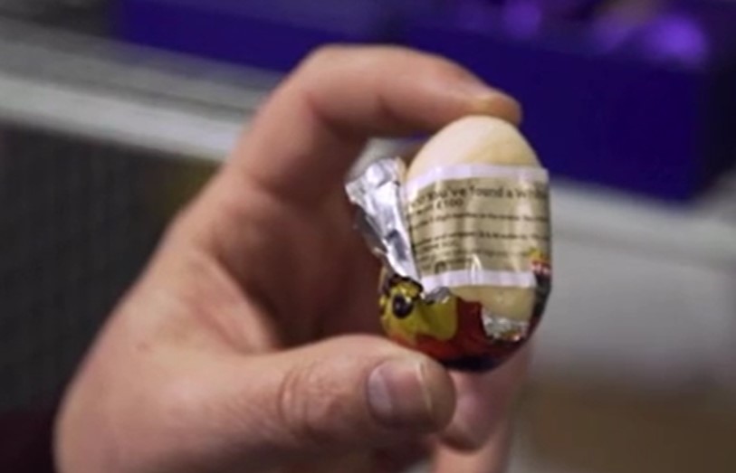 The winning Cadbury Creme Egg, which was half white chocolate, and contained a ticket to win up to £10,000