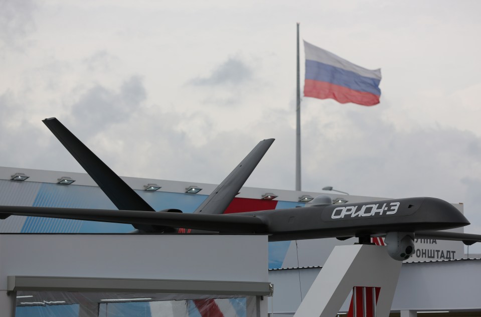 A Russian 'Orion' long endurance unmanned aerial vehicle pictured at Kubinka airfield in 2018