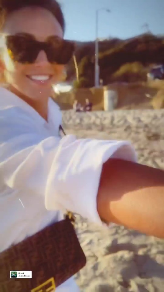 Michelle Keegan looked stunning in all white on a sunset beach walk