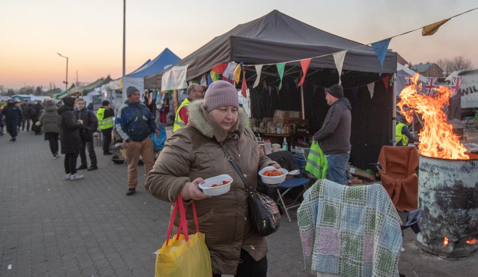 Ukrainian refugees arrive in Medyka, Poland