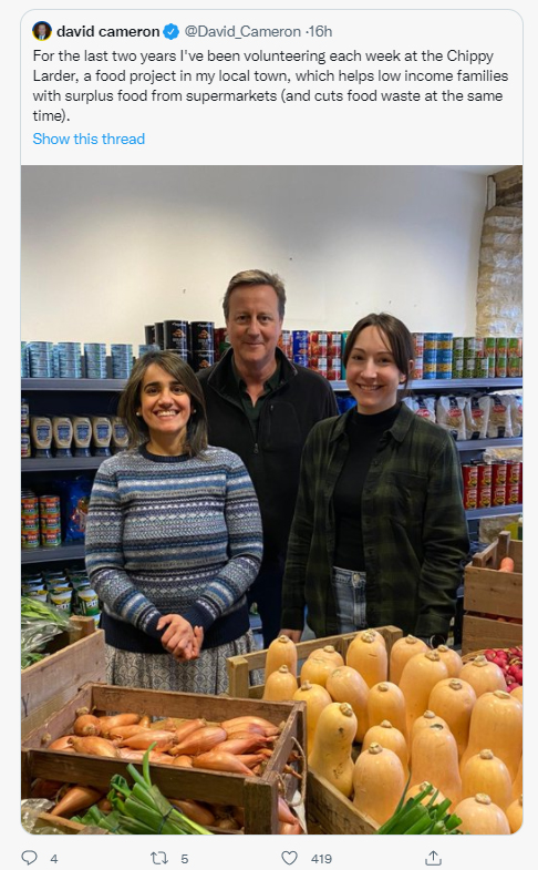 The #bekind mob sneered at David Cameron for volunteering at a local food project helping low-income families