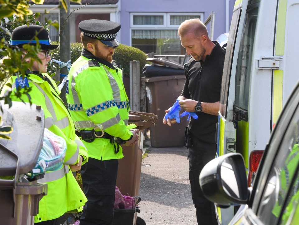 A police scene examiner was seen at the home yesterday