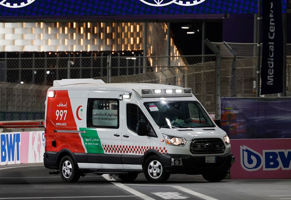 Mick Schumacher was taken away in an ambulance