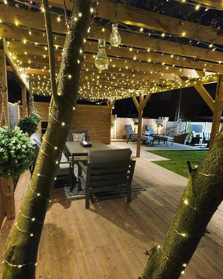 Fairy lights and a fire pit complete the Love Island look