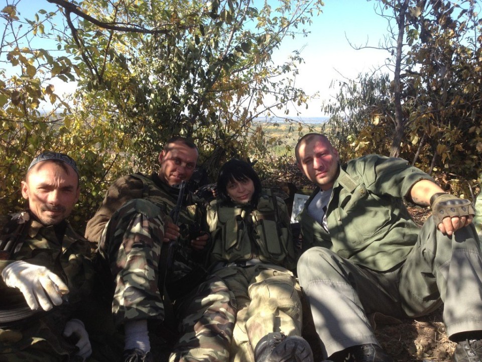 The sniper pictured with her comrades