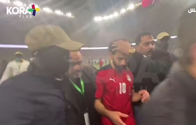 Salah was protected as he made his way off the pitch