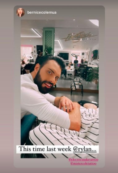 Rylan looked excited for his turn on the tattoo bed