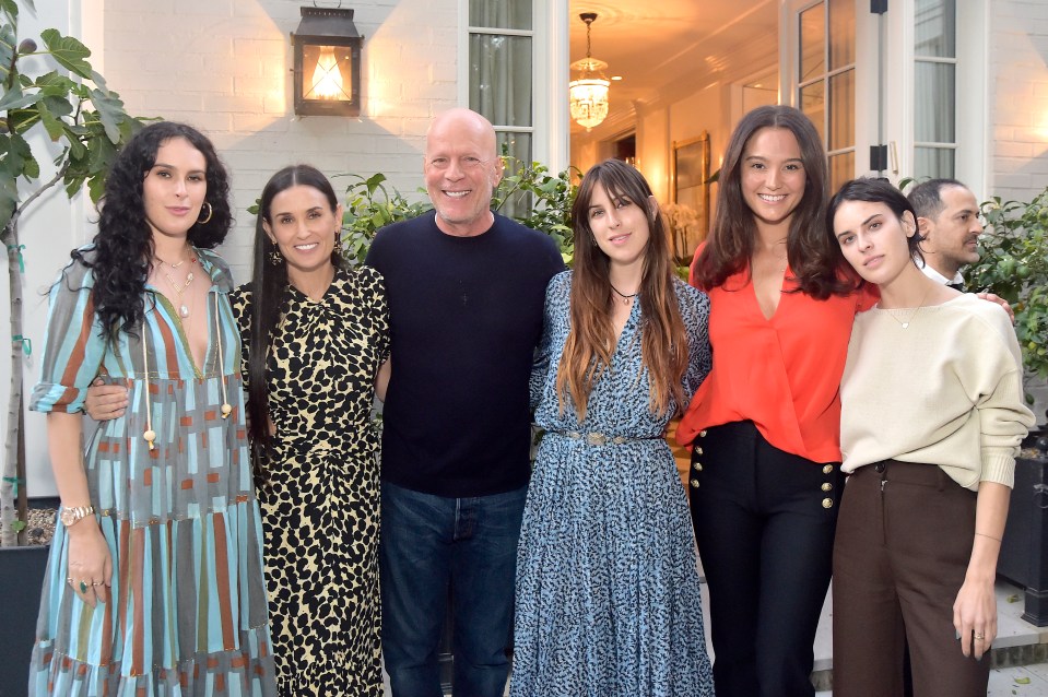 Rumer, Demi, Bruce, Scout, Bruce's wife Emma and Tallulah attended the launch for the actress's memoir in 2019