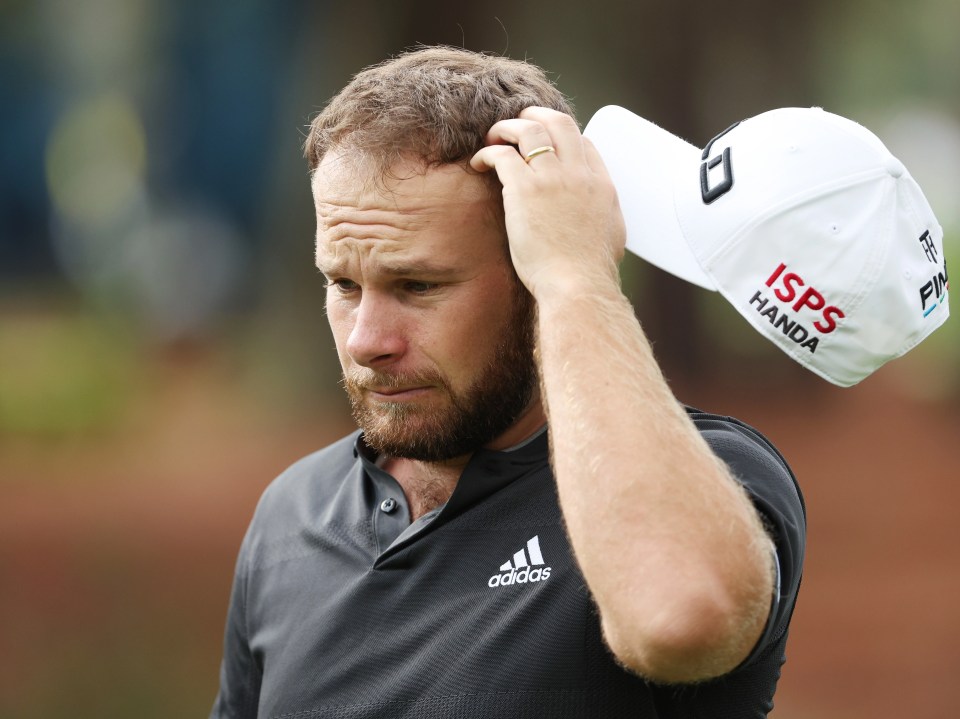 Hatton was less than thrilled after seeing his birdie putt drift wide on the par-three third