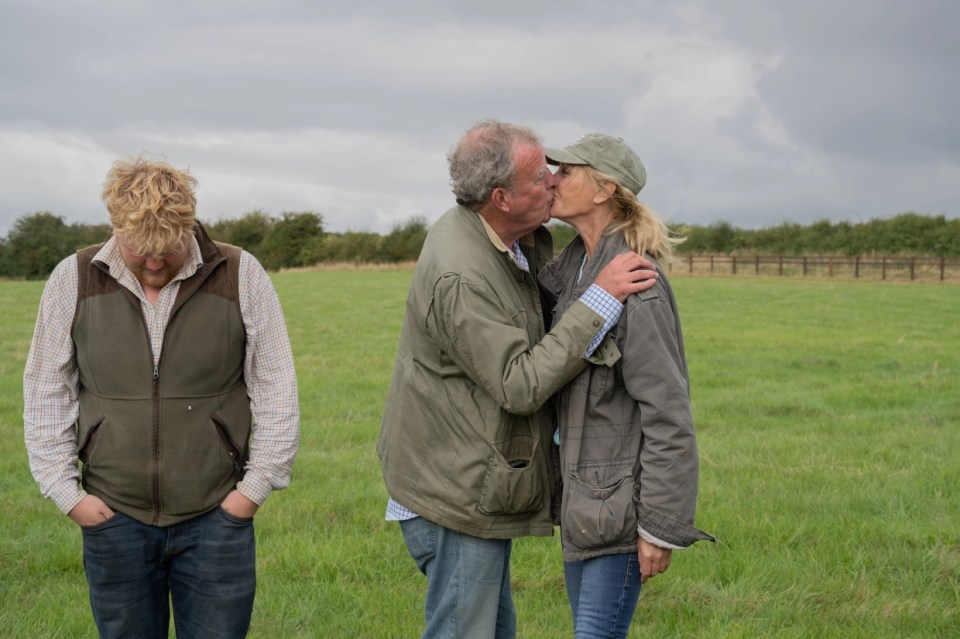 Kaleb looked embarrassed as Jeremy kissed his girlfriend Lisa Hogan in a snap from series two