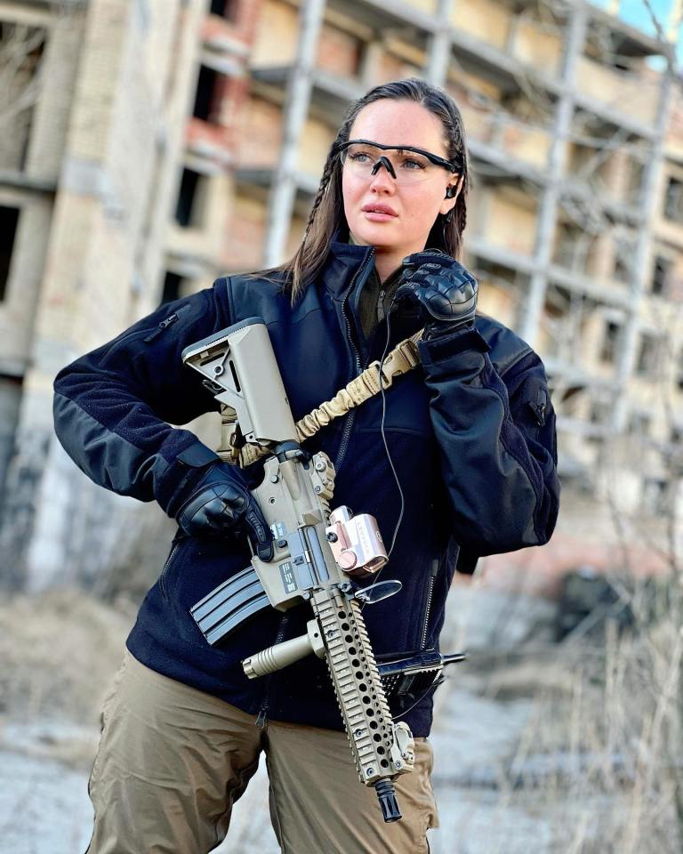 Other women taking up arms to defend their county include 2015 Miss Ukraine Anastasia Lenna, 24