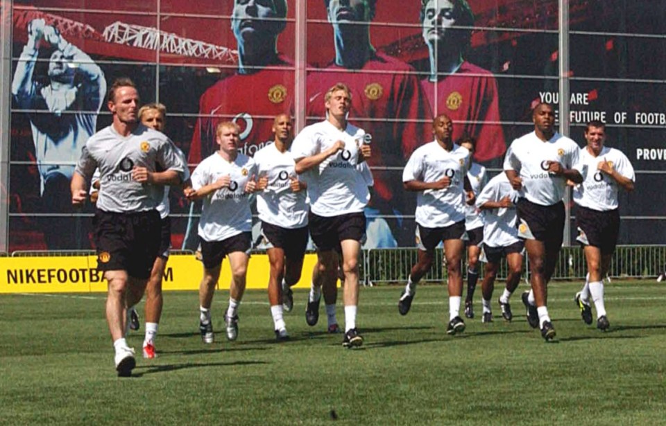Mick Clegg, pictured far left, has revealed what went down in United training